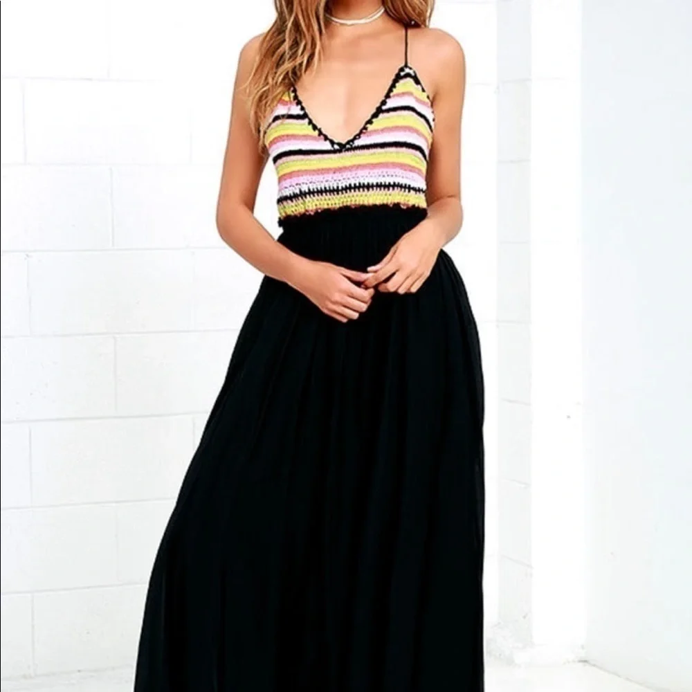 RAGA Black Maxi Dress with Multicolor Striped Bodice - Picture 9 of 9